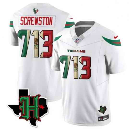 Men Houston Texans 713 Screwston White F U S E  Mexico Vapor Limited Stitched Football Jersey