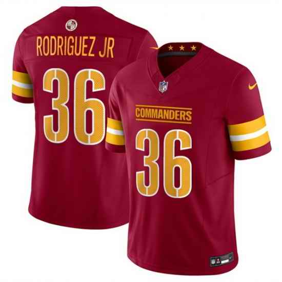 Men Washington Commanders 36 Chris Rodriguez Jr Burgundy 2025 Draft F U S E  Vapor Limited Stitched Football Jersey