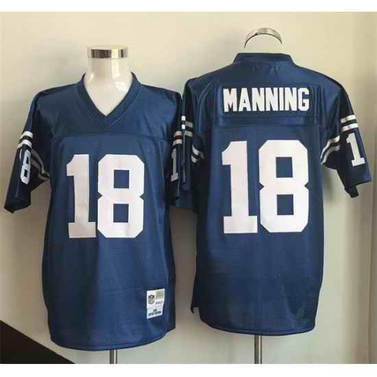 Men Indianapolis Colts 18 Peyton Manning Blue Throwback Stitched Football Jersey
