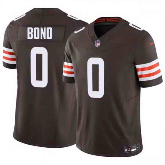 Men Cleveland Browns  0 Isaiah Bond Brown 2026 Draft F U S E  Vapor Limited Stitched Football Jersey