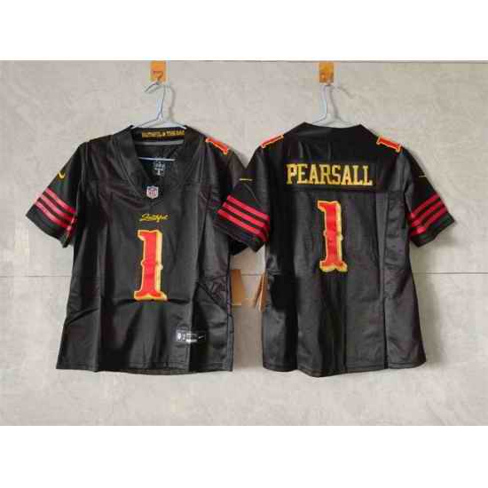 Women San Francisco 49ers 1 Ricky Pearsall Black 2025 F U S E Rivalries Vapor Limited Stitched Jersey