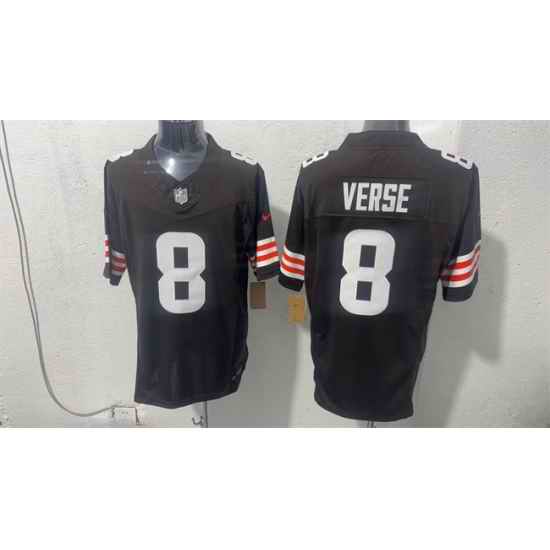 Men Cleveland Browns  8 Jared Verse Brown 2026 Vapor Limited Stitched Football Jersey