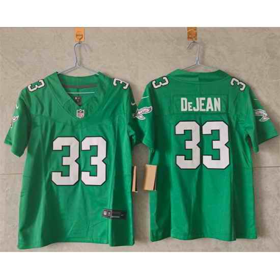 Women Philadelphia Eagles 33 Cooper DeJean Kelly Green F U S E  Vapor Untouchable Limited Stitched Football Jersey