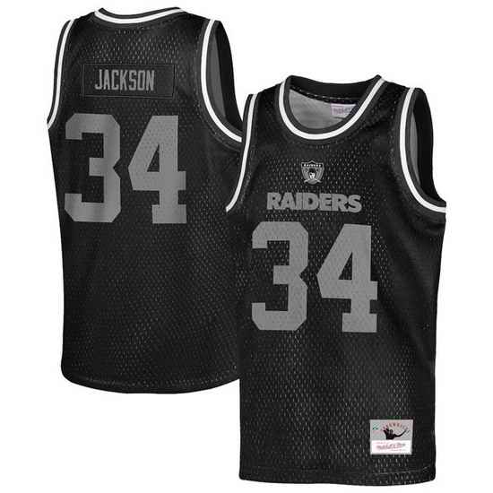 Men Las Vegas Raiders  34 Bo Jackson Black Fashion Stitched Basketball Jersey