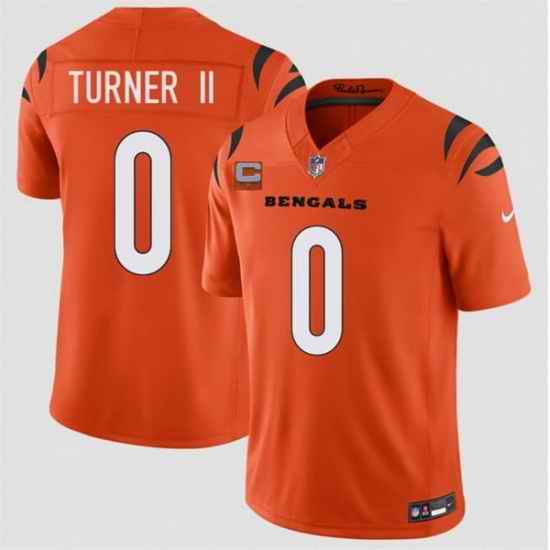 Men Cincinnati Bengals 0 DJ Turner II Orange 2026 F U S E 1 Star C Patch Vapor Untouchable Limited Stitched Football Jersey
