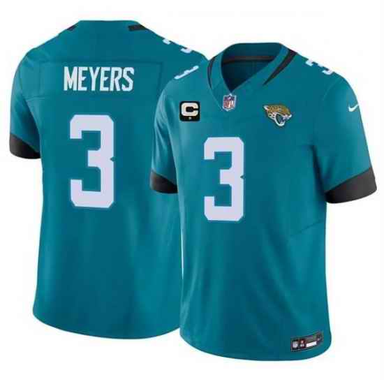 Men Jacksonville Jaguars 3 Jakobi Meyers Teal 2026 F U S E 1 Star C Patch Vapor Limited Stitched Football Jersey