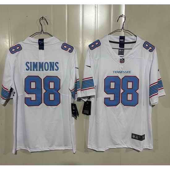 Men Tennessee Titans  98 Jeffery Simmons White 2026 Vapor Limited Stitched Football Jersey