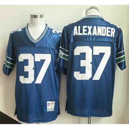 Men Seattle Seahawks 37 KShaun Alexander Royal Throwback Stitched Football Jersey