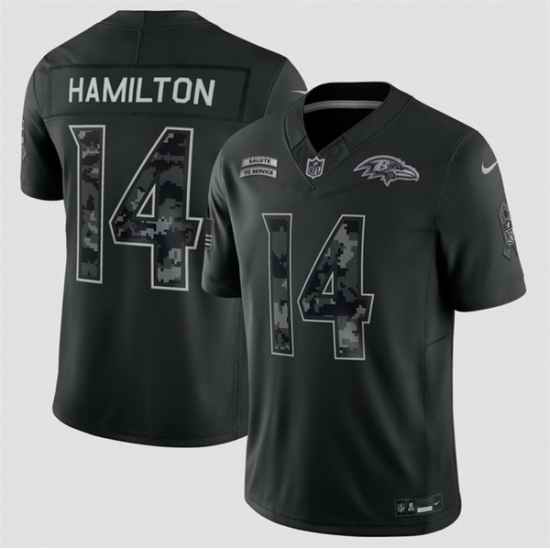 Men Baltimore Ravens 14 Kyle Hamilton Black F U S E 2026 Salute to Service Limited Stitched Football Jersey