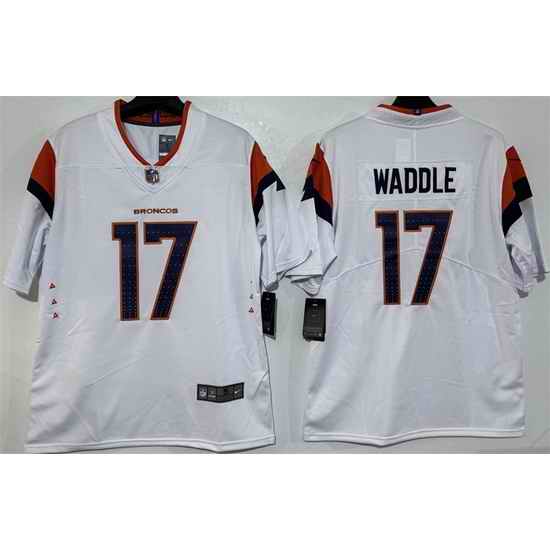 Men Denver Broncos  17 Jaylen Waddle White 2026 Vapor Limited Stitched Football Jersey