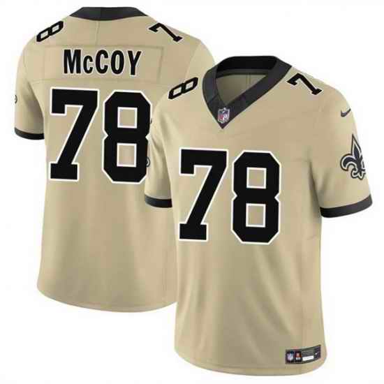 Men New Orleans Saints 78 Erik McCoy Gold 2025 F U S E  Alternate Vapor Limited Stitched Football Jersey