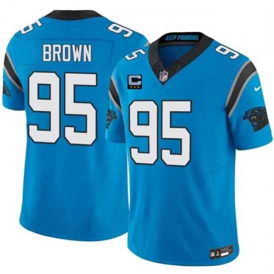 Men Carolina Panthers 95 Derrick Brown Blue 2026 F U S E 3 Star C Patch Vapor Limited Stitched Football Jersey