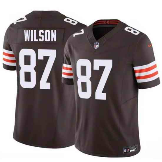 Men Cleveland Browns  87 Kole Wilson Brown 2026 Draft F U S E  Vapor Limited Stitched Football Jersey