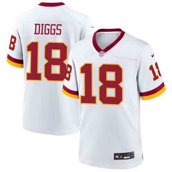 Men Washington Commanders  18 Stephon Diggs White Vapor Limited Stitched Football Jersey