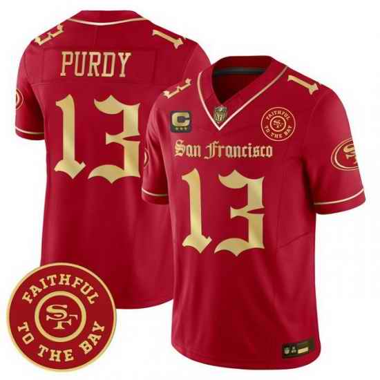 Men San Francisco 49ers 13 Brock Purdy Gothic Edition Red Gold Vapor Limited Jersey
