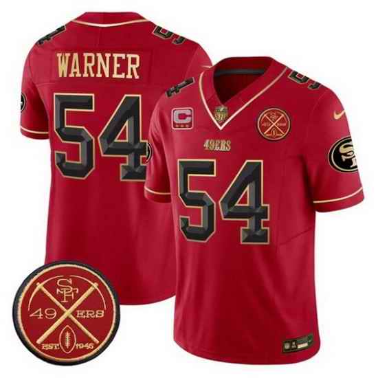 Men San Francisco 49ers 54 Fred warner Red F U S E  3 Star C With Est 1946 Patch Vapor Limited Stitched Football Jersey