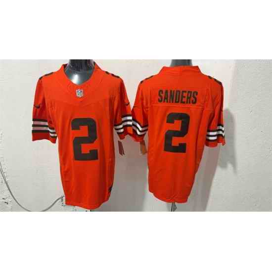 Men Cleveland Browns 2 Shedeur Sanders Orange 2026 Vapor Limited Stitched Football Jersey