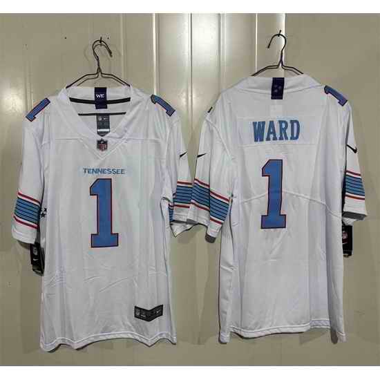 Men Tennessee Titans  1 Cameron Ward White 2026 Vapor Limited Stitched Football Jersey