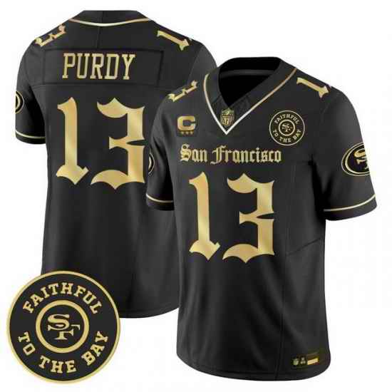 Men San Francisco 49ers 13 Brock Purdy Gothic Edition Black Gold Vapor Limited Jersey