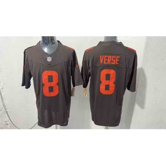 Men Cleveland Browns 8 Jared Verse Brown 2026 Vapor Limited Stitched Football Jersey
