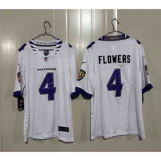 Men Baltimore Ravens  4 Zay Flowers White 2026 Vapor Stitched Limited Football Jersey