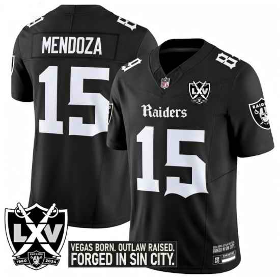 Men Las Vegas Raiders 15 Fernando Mendoza Gothic Sin City Shadows Edition Black Jersey