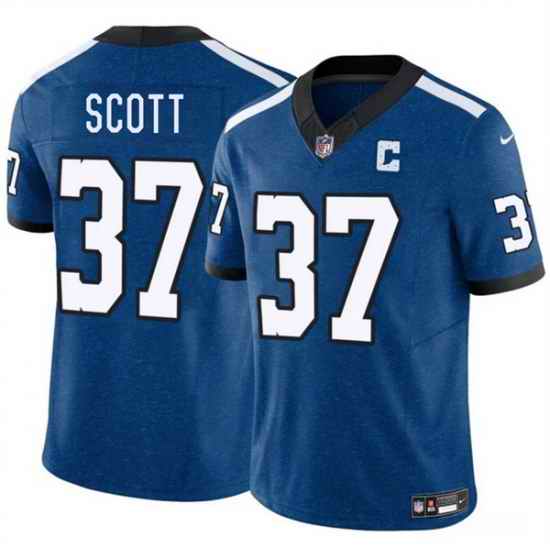 Men Indianapolis Colts 37 Daniel Scott Blue 2025 F U S E  Throwback Vapor Limited Stitched Football Jersey