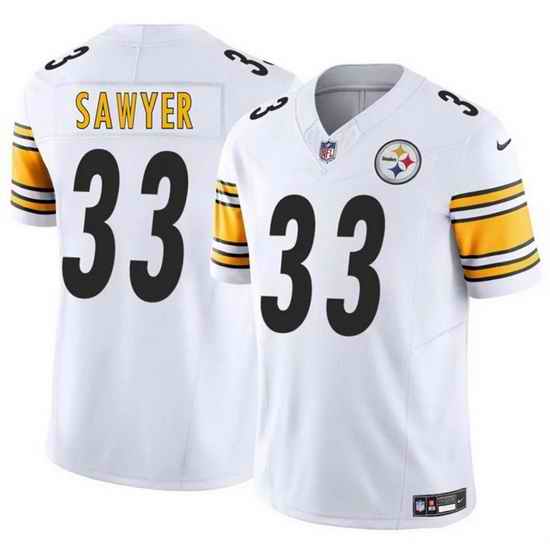 Men Pittsburgh Steelers 33 Jack Sawyer White 2025 Draft F U S E  Vapor Limited Stitched Football Jersey