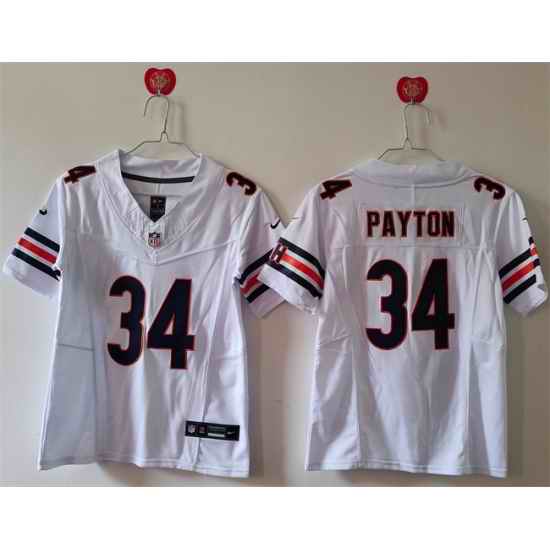 Women Chicago Bears 34 Walter Payton White 2024 F U S E Vapor Stitched Jersey