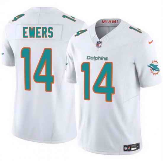 Men Miami Dolphins 14 Quinn Ewers White 2025 Draft F U S E  Vapor Limited Stitched Football Jersey