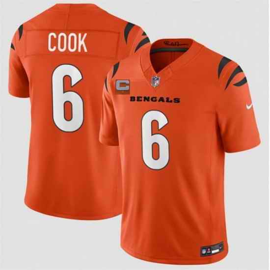 Men Cincinnati Bengals 6 Bryan Cook Orange 2026 F U S E 1 Star C Patch Vapor Untouchable Limited Stitched Football Jersey