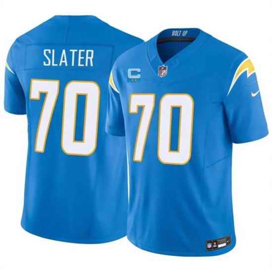 Men Los Angeles Chargers 70 Rashawn Slater Blue 2026 F U S E 2 Star C Patch Vapor Limited Stitched Football Jersey