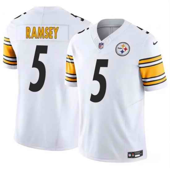 Youth Pittsburgh Steelers 5 Jalen Ramsey White 2023 F U S E  Vapor Untouchable Limited Stitched Football Jersey