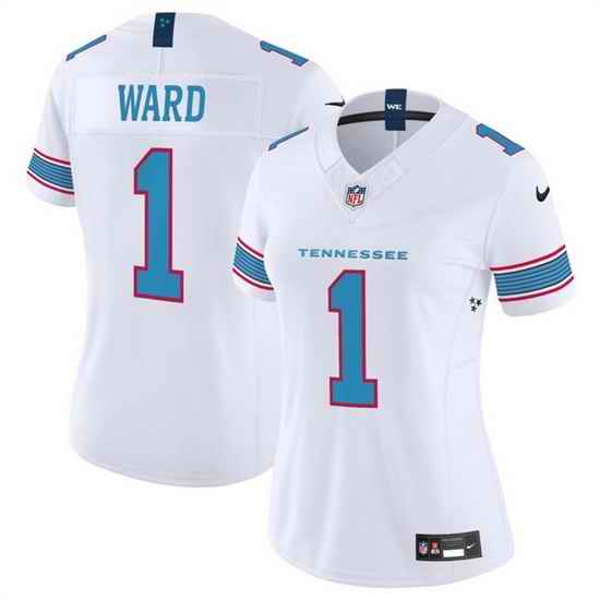 Women Tennessee Titans 1 Cameron Ward White 2026 F U S E Vapor Limited Stitched Football Jersey