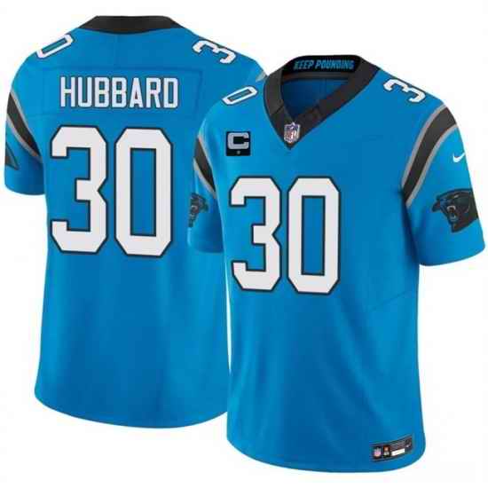Men Carolina Panthers 30 Chuba Hubbard Blue 2026 F U S E 1 Star C Patch Vapor Limited Stitched Football Jersey