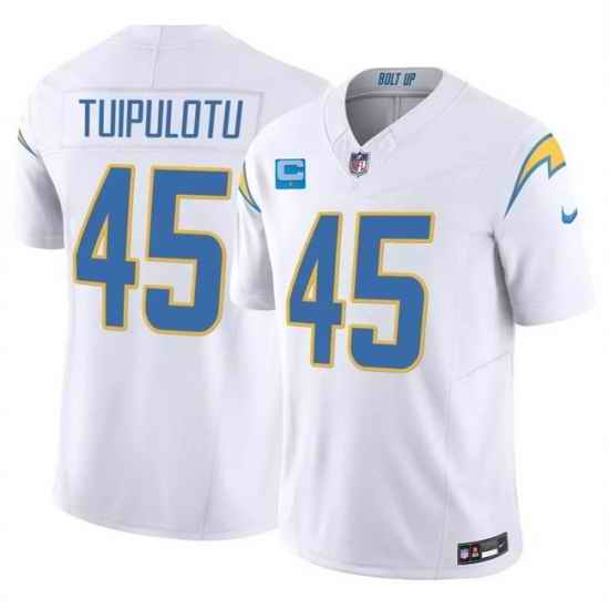 Men Los Angeles Chargers 45 Tuli Tuipulotu White 2026 F U S E 1 Star C Patch Vapor Limited Stitched Football Jersey