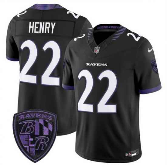 Men Baltimore Ravens  22 Derrick Henry Black 2026 F U S E  Alternate Vapor Stitched Limited Football Jersey