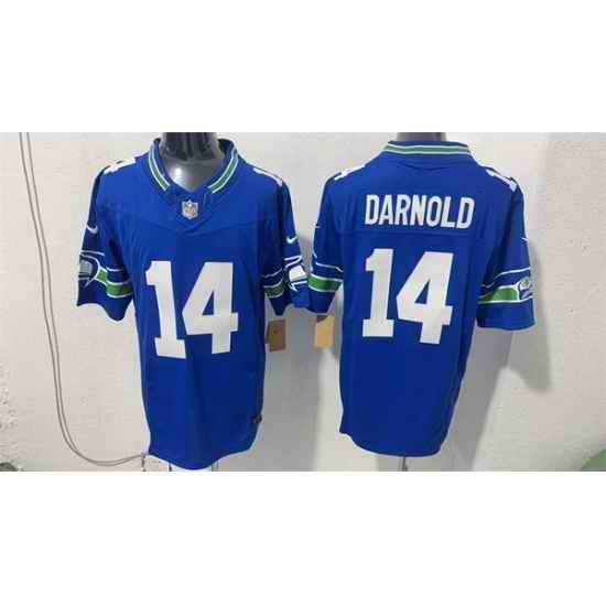 Men Seattle Seahawks 14 Sam Darnold Royal 2026 F U S E Throwback Vapor Untouchable Limited Stitched Football Jersey