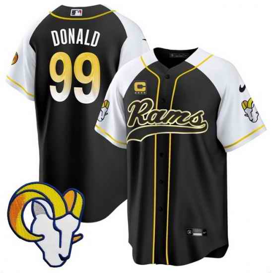 Men Los Angeles Rams 99 Aaron Donald Black Alternate With 4 Star C Patch Stitched Baseball Jersey