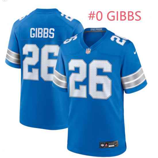 Men Nike ahmyr Gibbs #0 Blue Detroit Lions Team F U S E Stitched Jersey