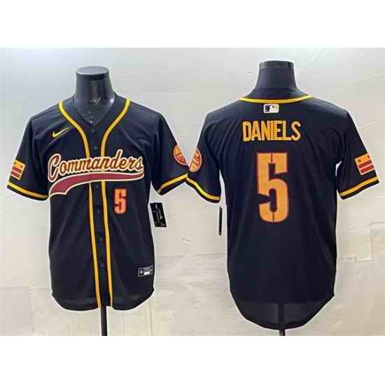 Men Washington Commanders 5 Jayden Daniels Black Limited Stitched Baseball Jersey