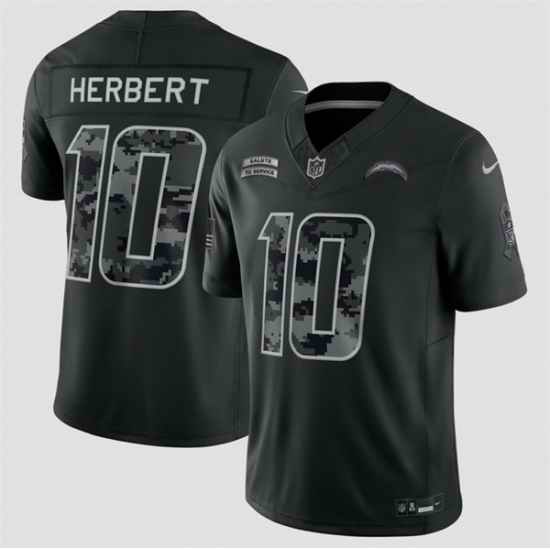 Men Los Angeles Chargers 10 Justin Herbert Black F U S E 2026 Salute to Service Limited Stitched Football Jersey