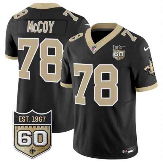 Men New Orleans Saints 78 Erik McCoy Black 2026 F U S E 60th Anniversary Patch Vapor Limited Football Stitched Jersey