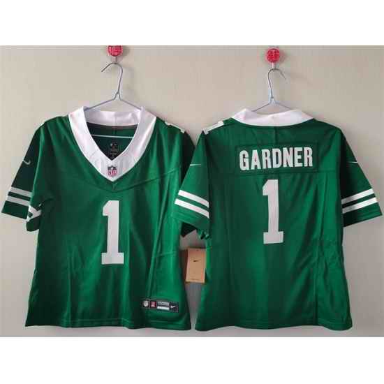 Women New York Jets 1 Ahmad Gardner Green F U S E  Vapor Stitched Jersey