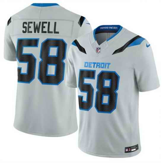 Men Detroit Lions  58 Penei Sewell Silver 2026 F U S E  Rivalries Collection Limited Stitched Football Jersey