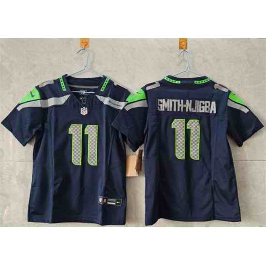 Women Seattle Seahawks 11 Jaxon Smith Njigba Navy 2025 Vapor Limited Stitched Football Jersey