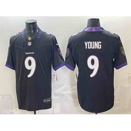 Men Baltimore Ravens  9 Zion Young Black 2026 F U S E  Vapor Stitched Limited Football Jersey
