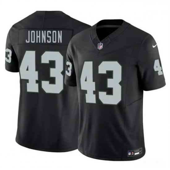 Men Las Vegas Raiders  43 Dalton Johnson Black 2026 Draft F U S E  Vapor Untouchable Limited Stitched Football Jersey