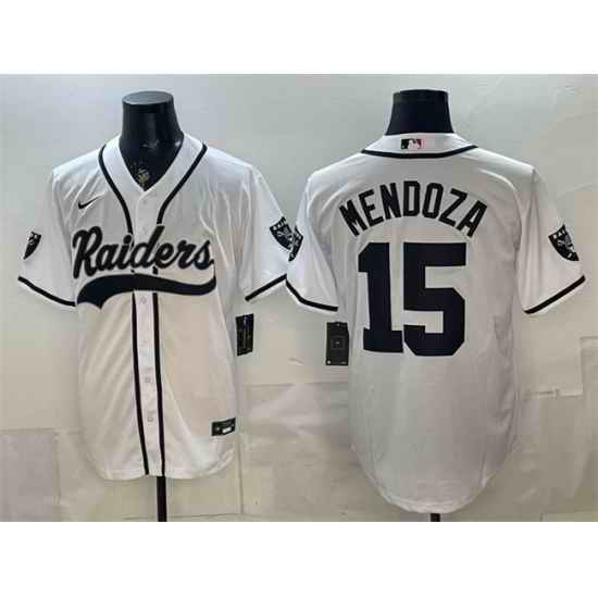 Men Las Vegas Raiders  15 Fernando Mendoza White Cool Base Stitched Baseball Jersey