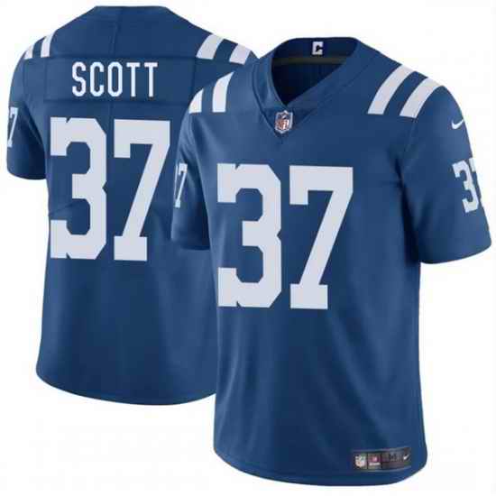 Men Indianapolis Colts 37 Daniel Scott Blue 2025 Vapor Limited Stitched Football Jersey